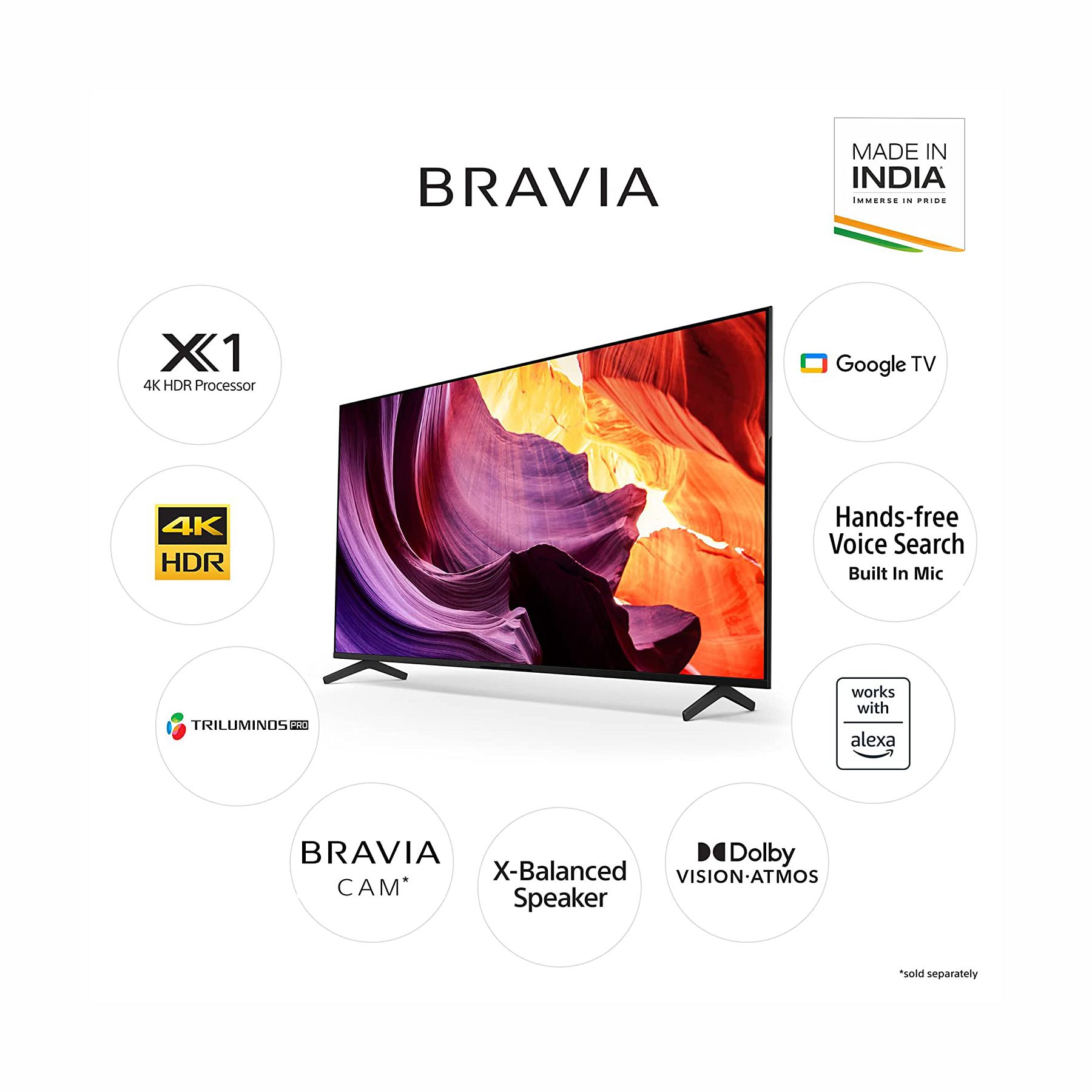 Sony Bravia 139 cm (55 inches) 4K Ultra HD Smart LED Google TV KD-55X80K (Black) - Image 3