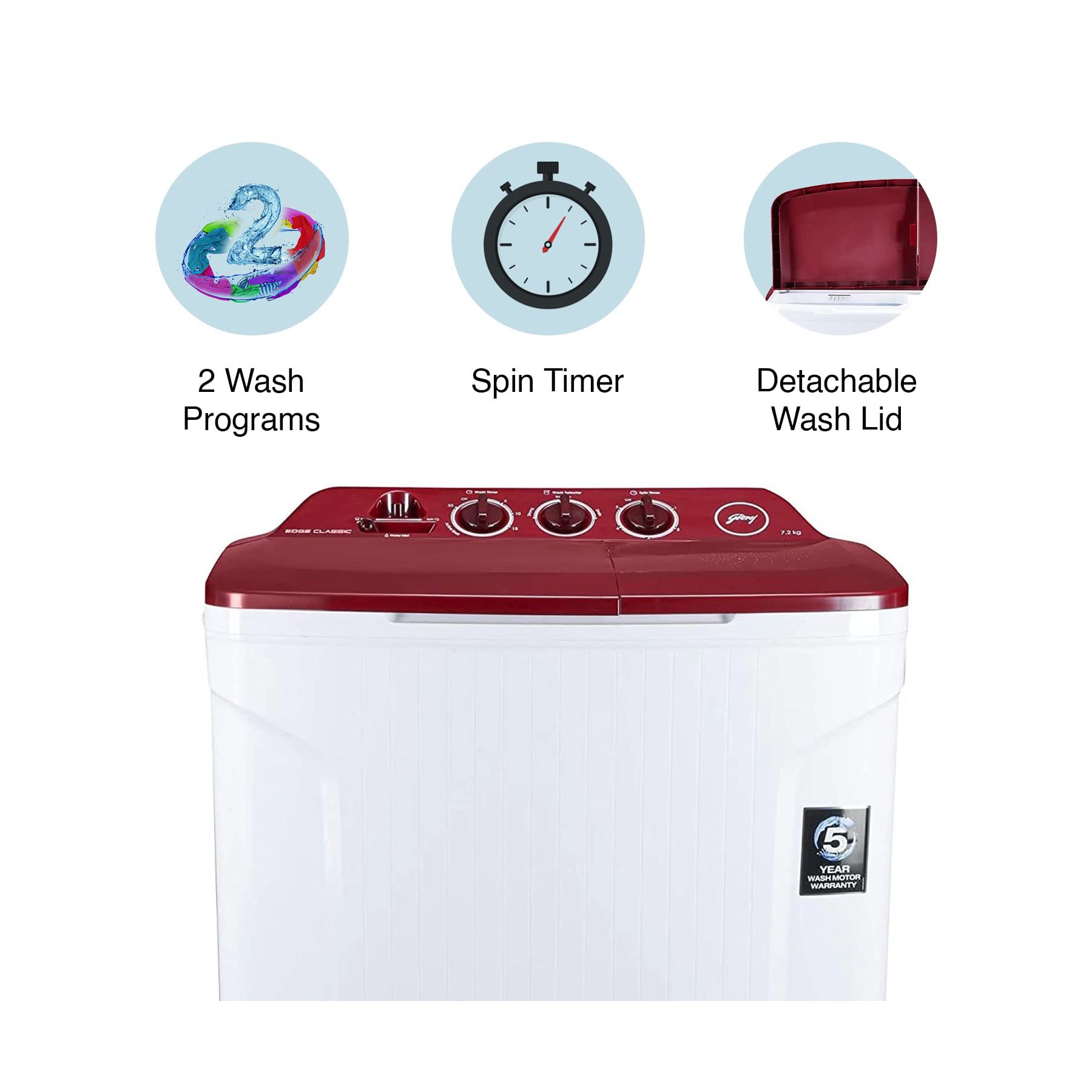 Godrej 8 kg 5 Star Semi Automatic Washing Machine with Spin Shower - Image 4