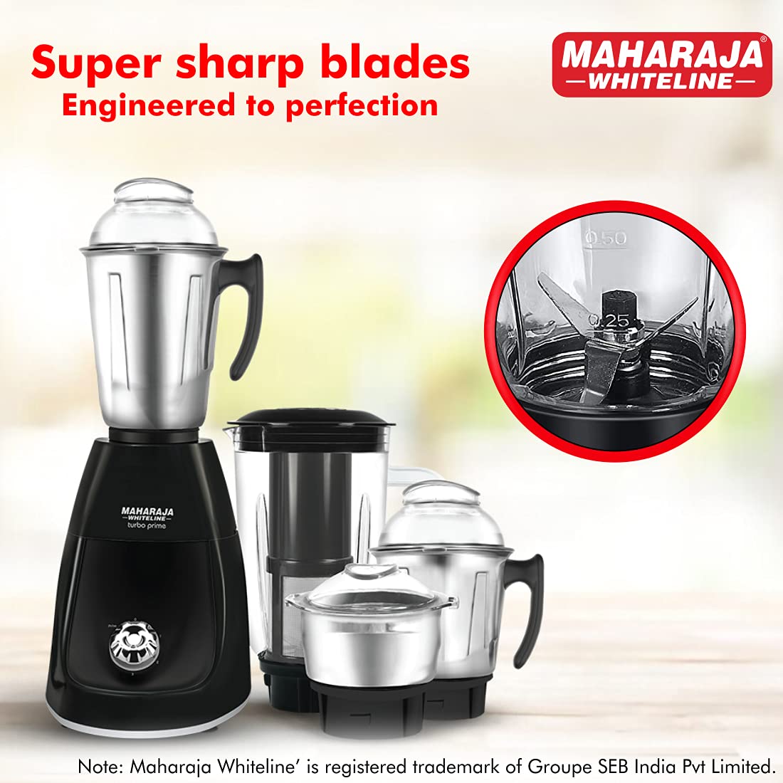 Maharaja Whiteline Turbo Prime Elite 750W Elite Mixer Grinder - Image 4