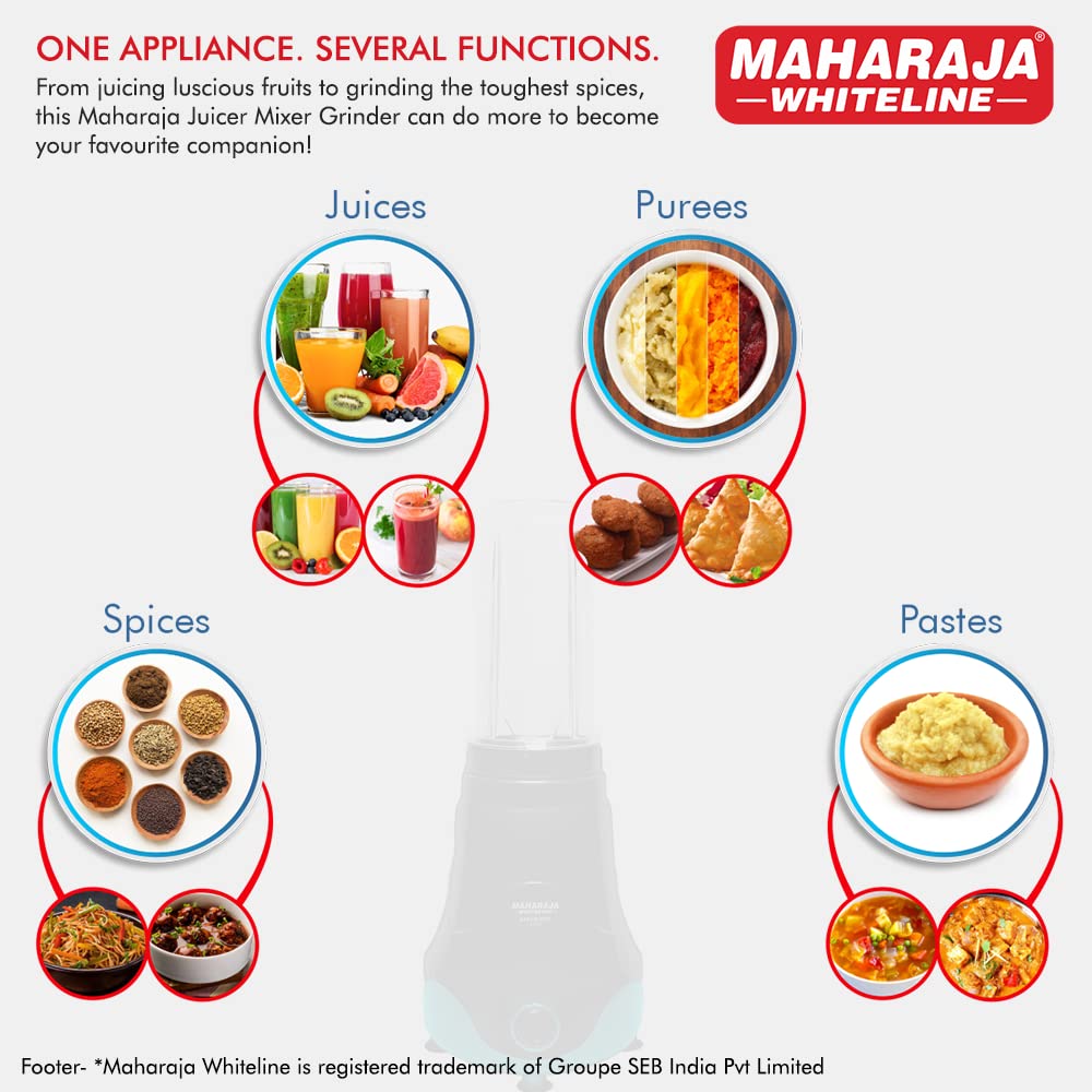 Maharaja Whiteline Easyblend Mixer Grinder, 300W - MX-257 - Image 2