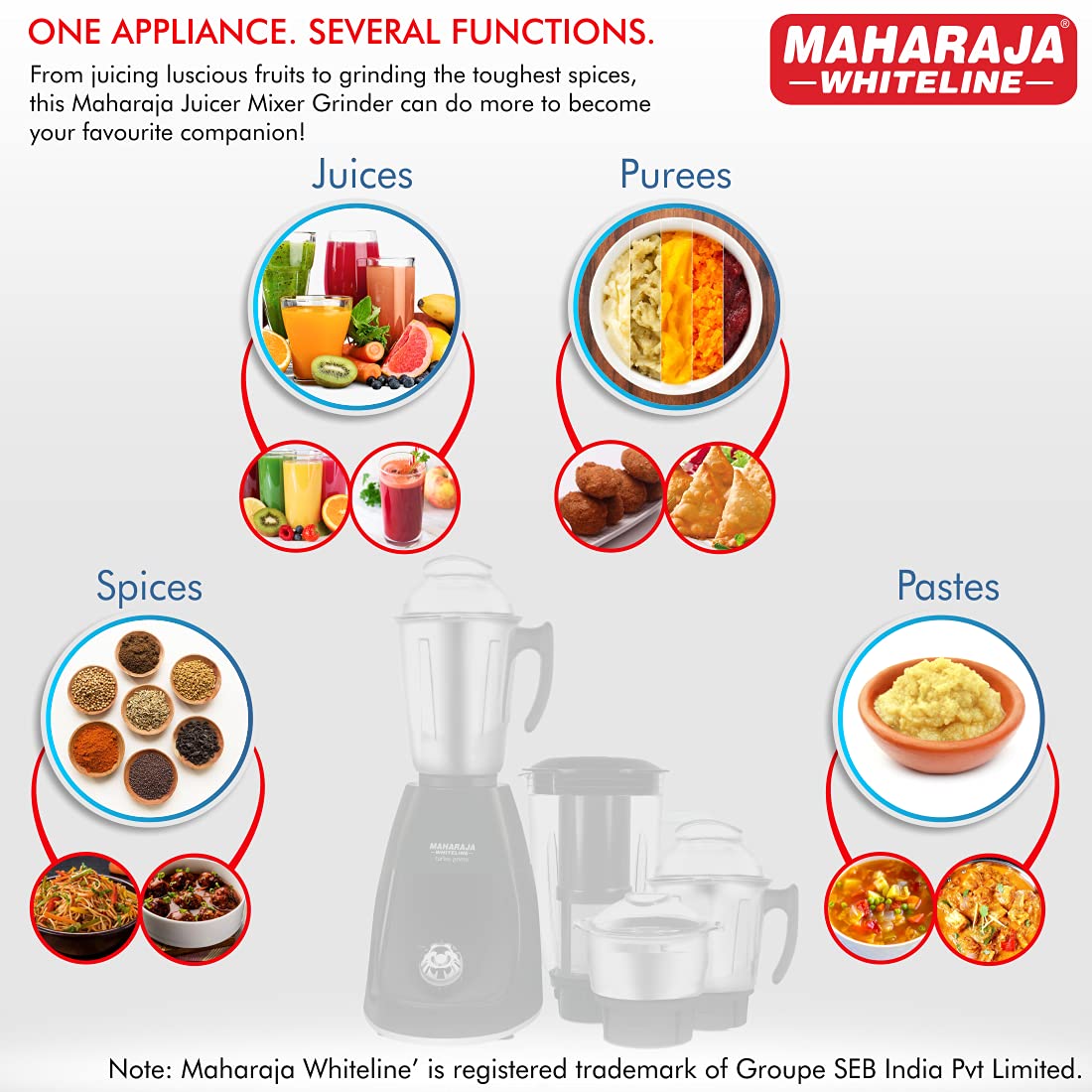 Maharaja Whiteline Turbo Prime Elite 750W Elite Mixer Grinder - Image 5