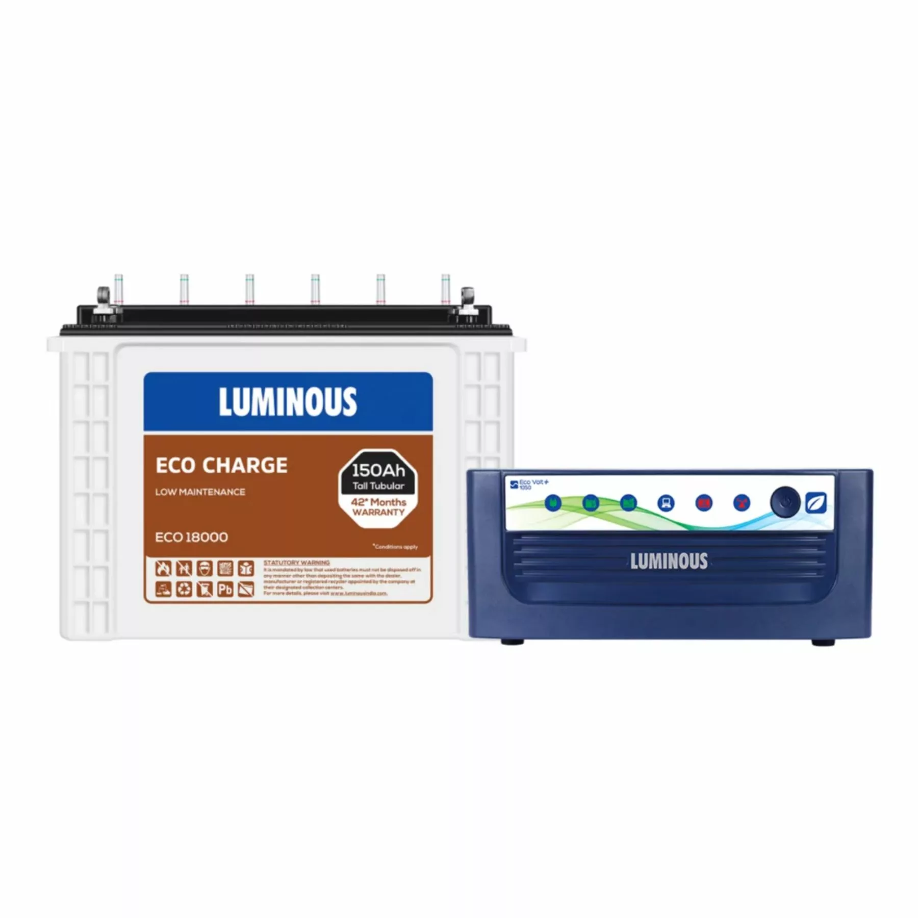 Luminous Eco Charge EC 18000 150 Ah Tall Tubular Inverter Battery for Home, Office & Shops - Image 2