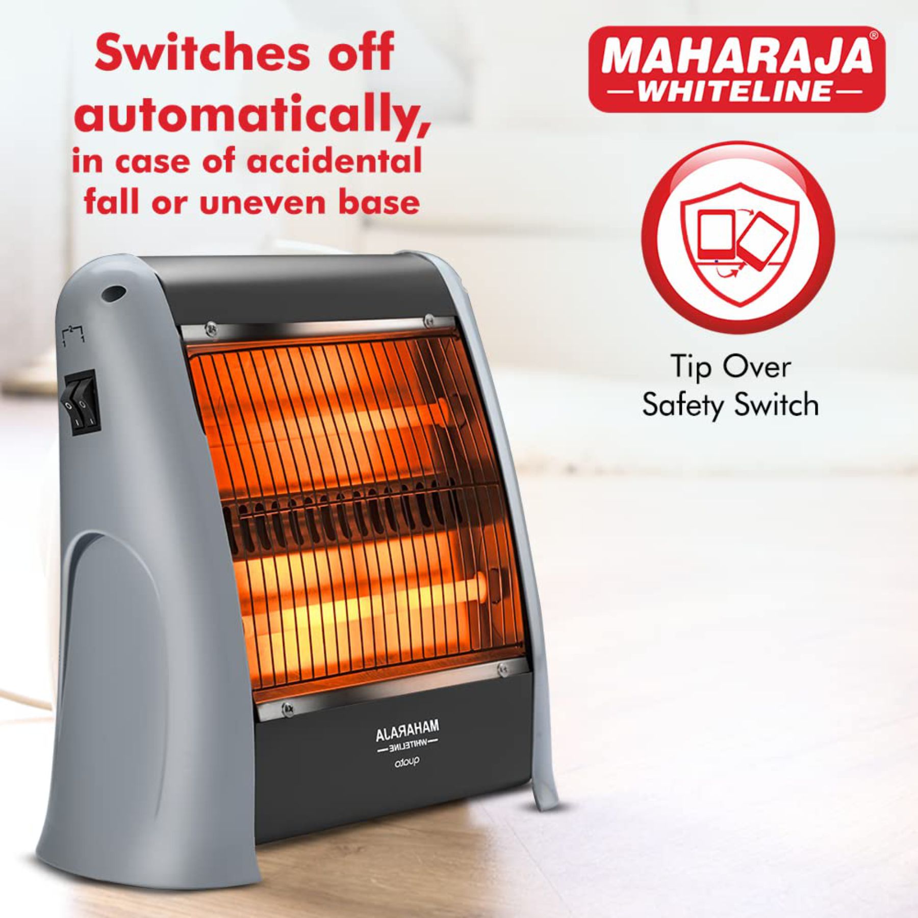 Maharaja Whiteline Quato 800 Watts Quartz Heater, Standard, Grey - Image 4