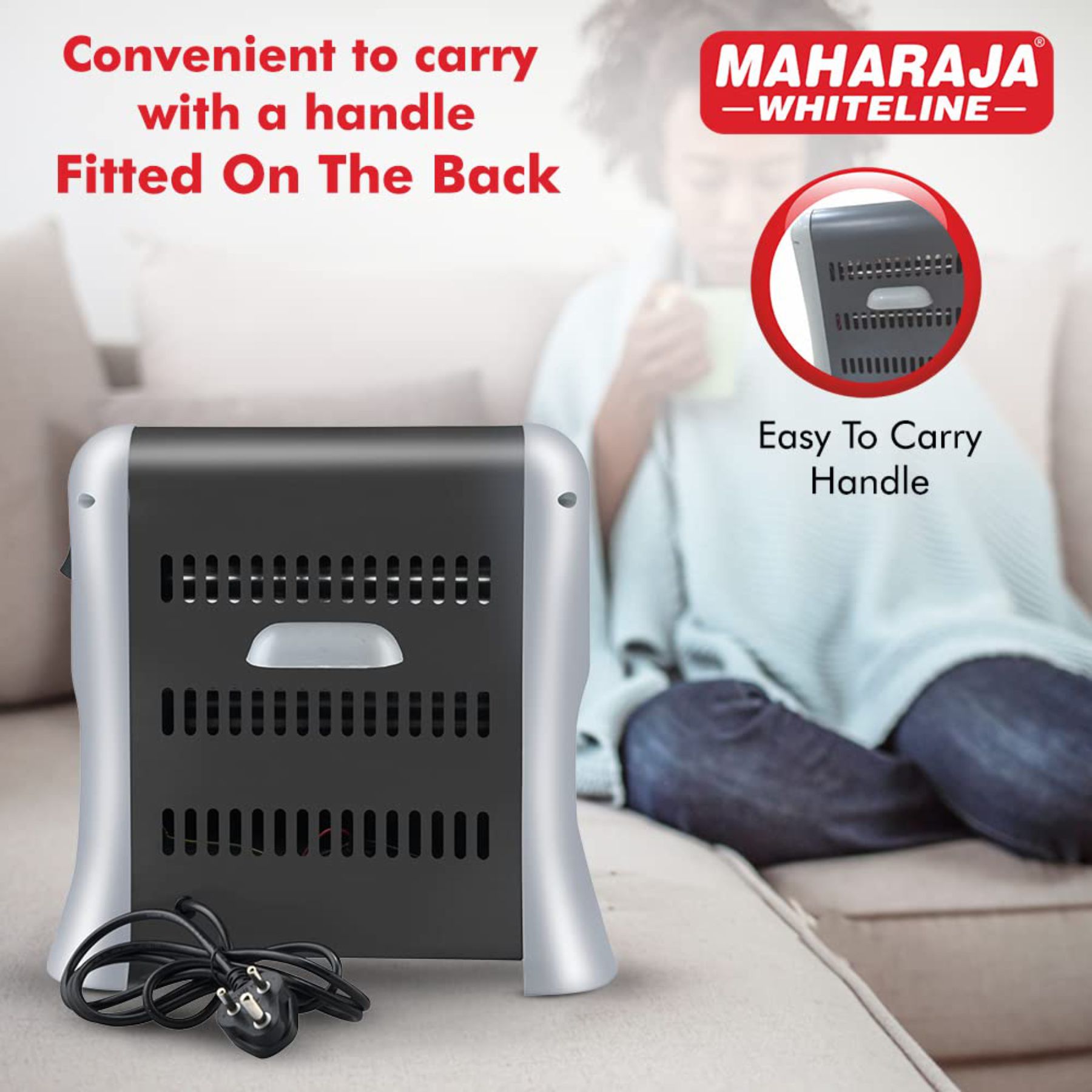 Maharaja Whiteline Quato 800 Watts Quartz Heater, Standard, Grey - Image 5