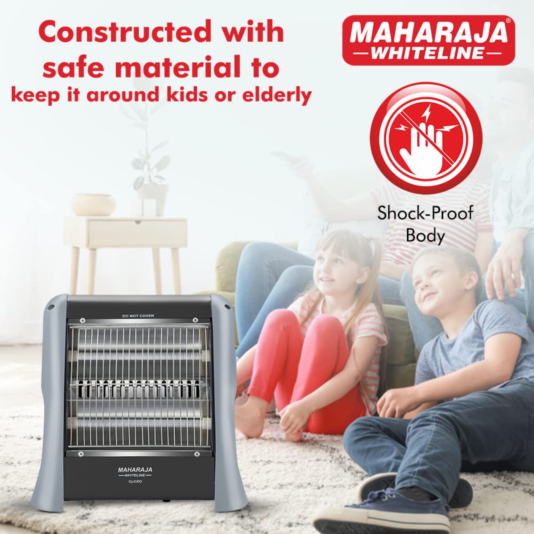 Maharaja Whiteline Quato 800 Watts Quartz Heater, Standard, Grey - Image 6