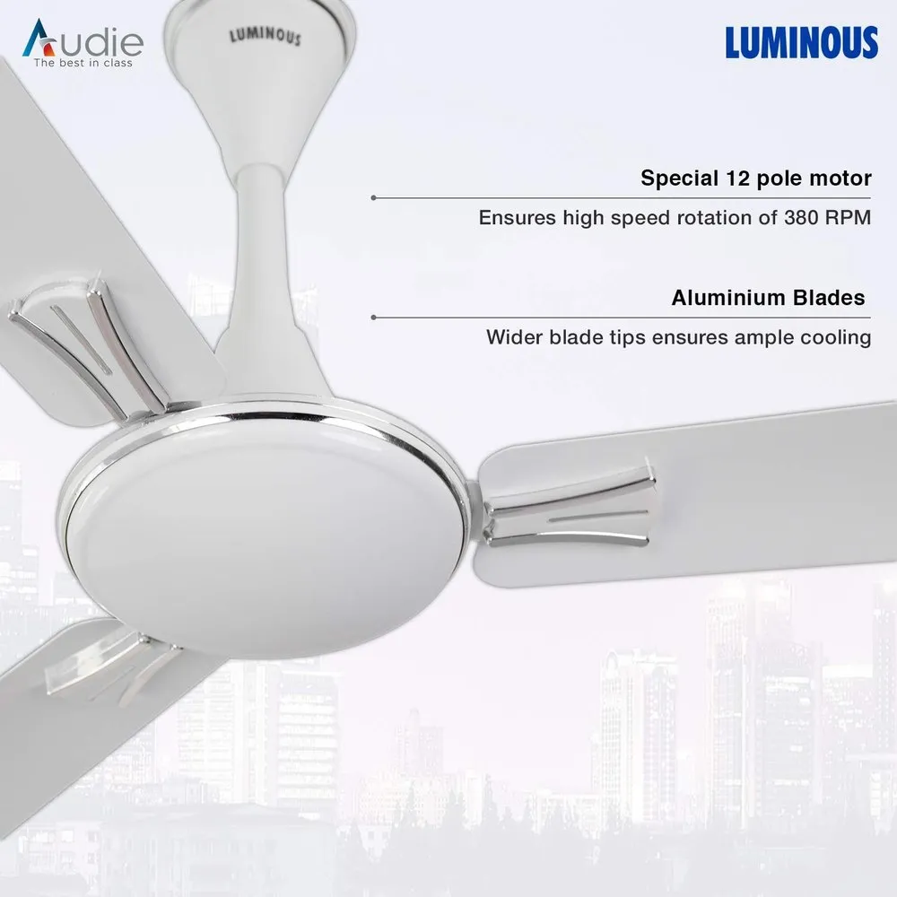 Luminous Jaipur Ghoomar 1200mm Ceiling Fan (Makrana White) - Image 4