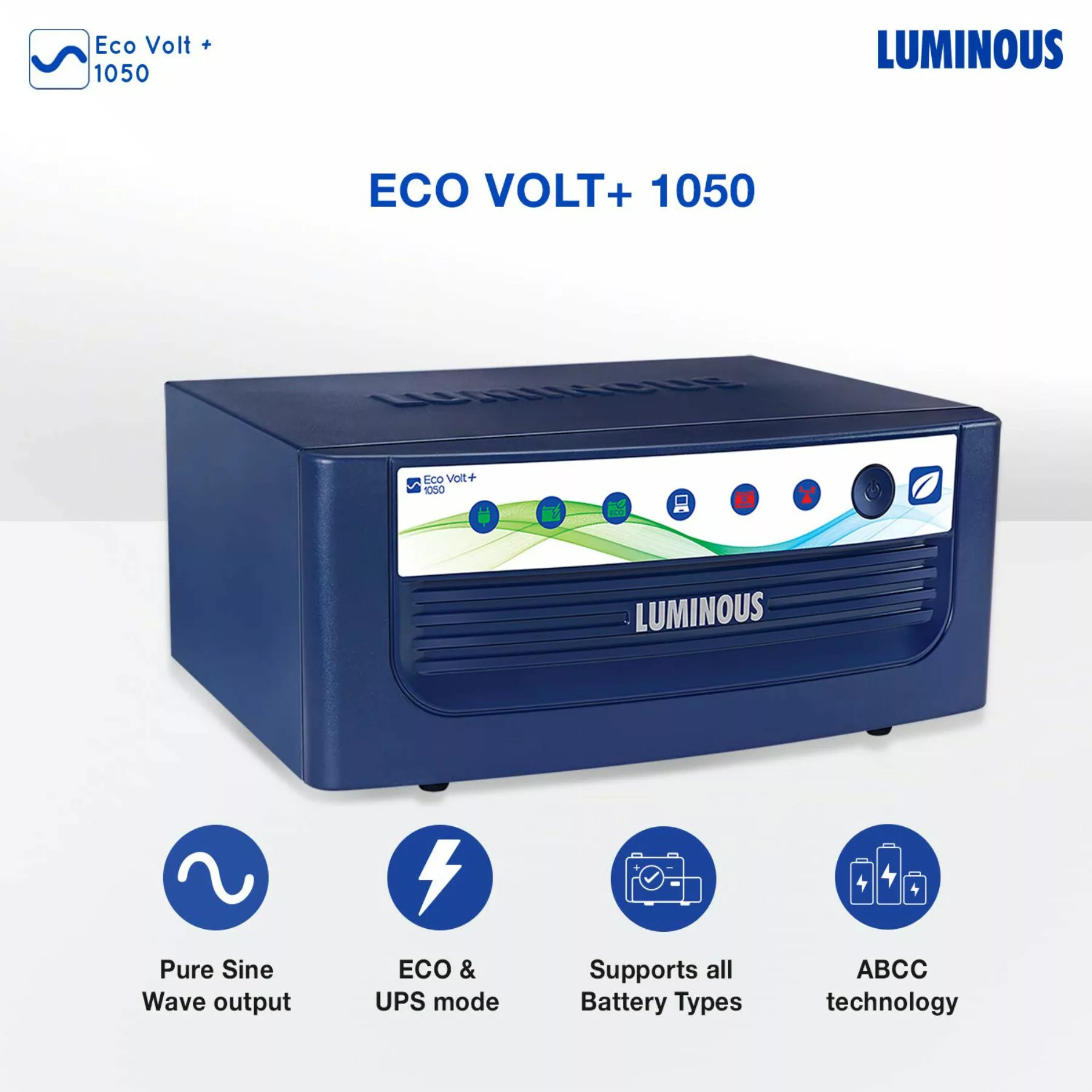 Luminous Eco Volt Neo 1050 Pure Sine Wave 900VA/12V Inverter for Home, Office and Shops - Image 2