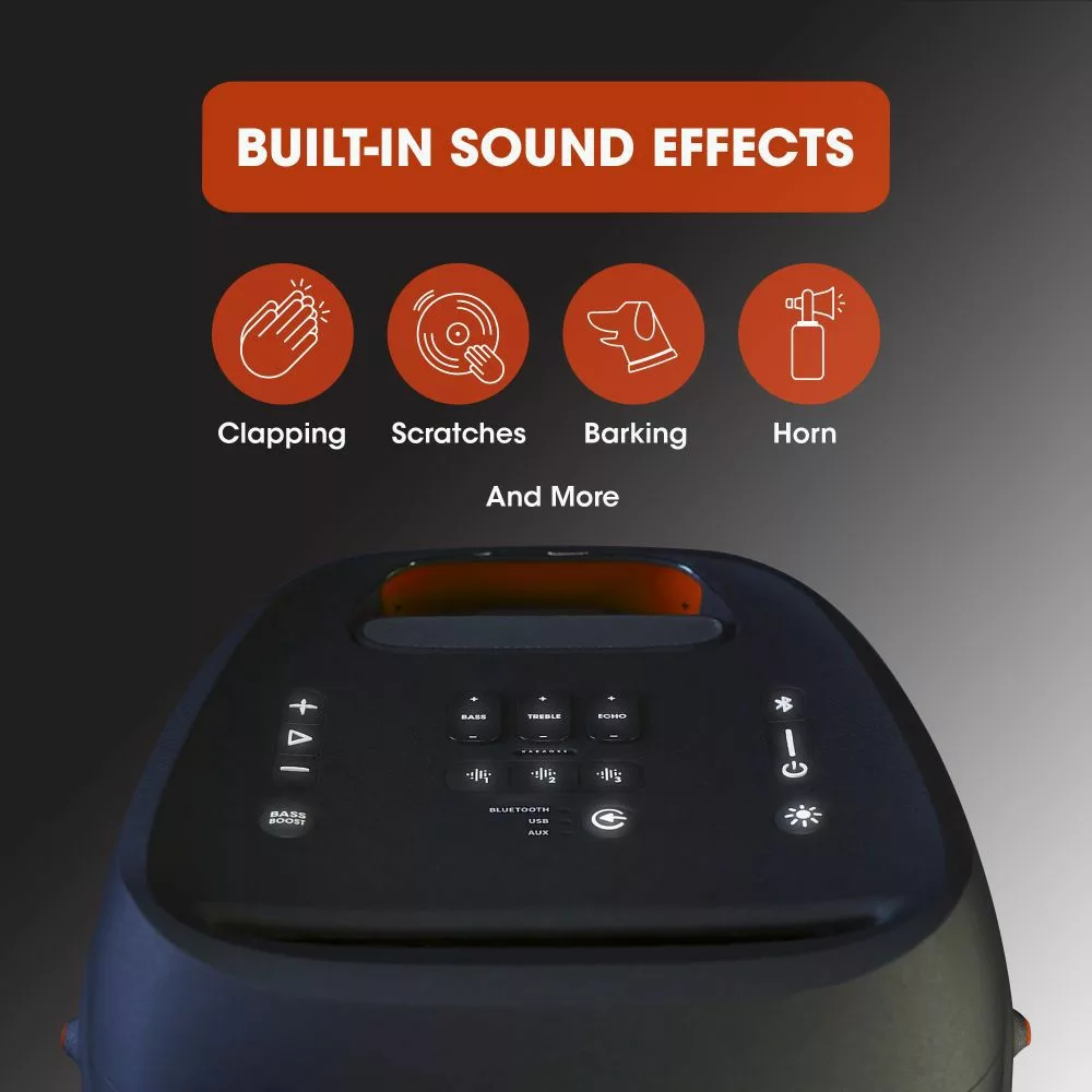 JBL Partybox 310 | Portable Bluetooth Party Speaker | 240W Monstrous Pro Sound | Dynamic Light Show | Backlit Panel | Telescopic Handle & Wheels - Image 6